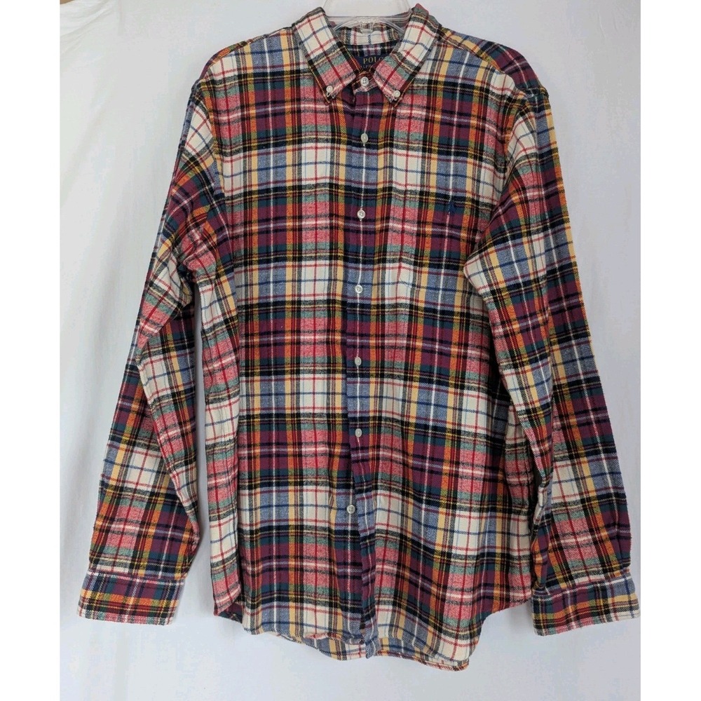 Polo Ralph Lauren Tartan Plaid Flannel Shirt Western Cowboy Men's XL